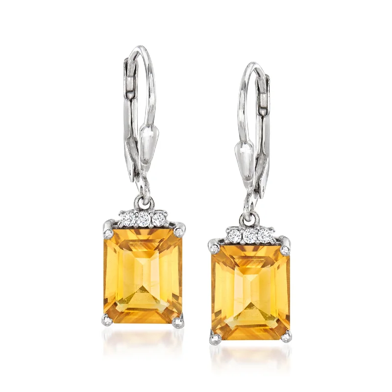 Drop Earrings with Symbolic Elements -Ross-Simons Citrine and . White Topaz Drop Earrings in Sterling Silver