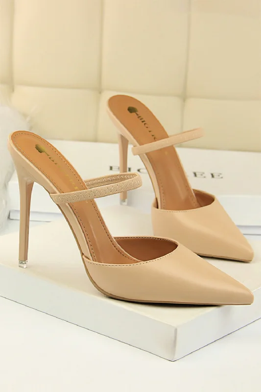 Comfortable sandals for men with slip-on style and supportive footbed for all-day wear-Apricot Stiletto Pointy Heels