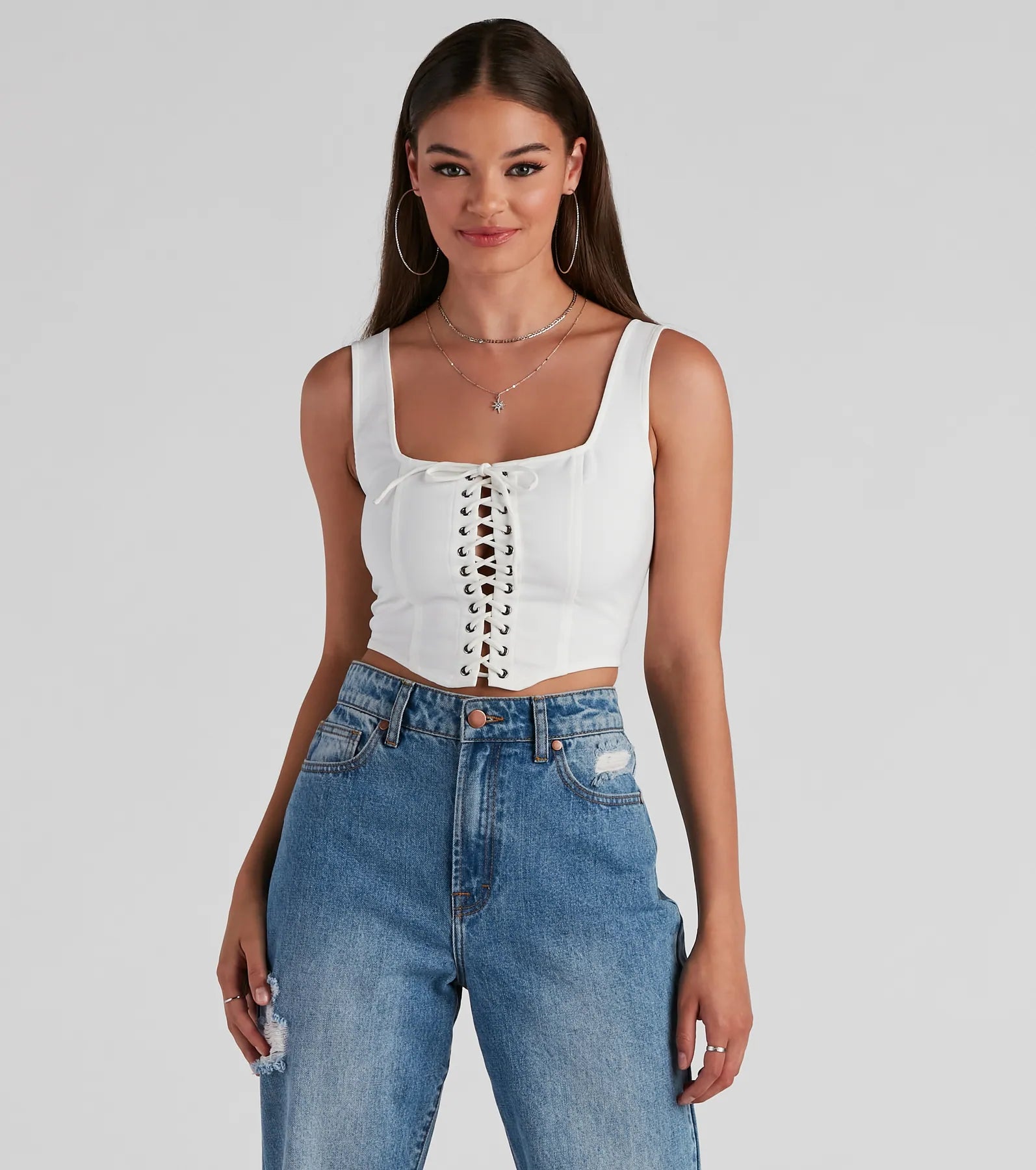 Cropped blouse for women with puffed sleeves and stylish flair-All Day Play Lace-Up Tank Crop Top