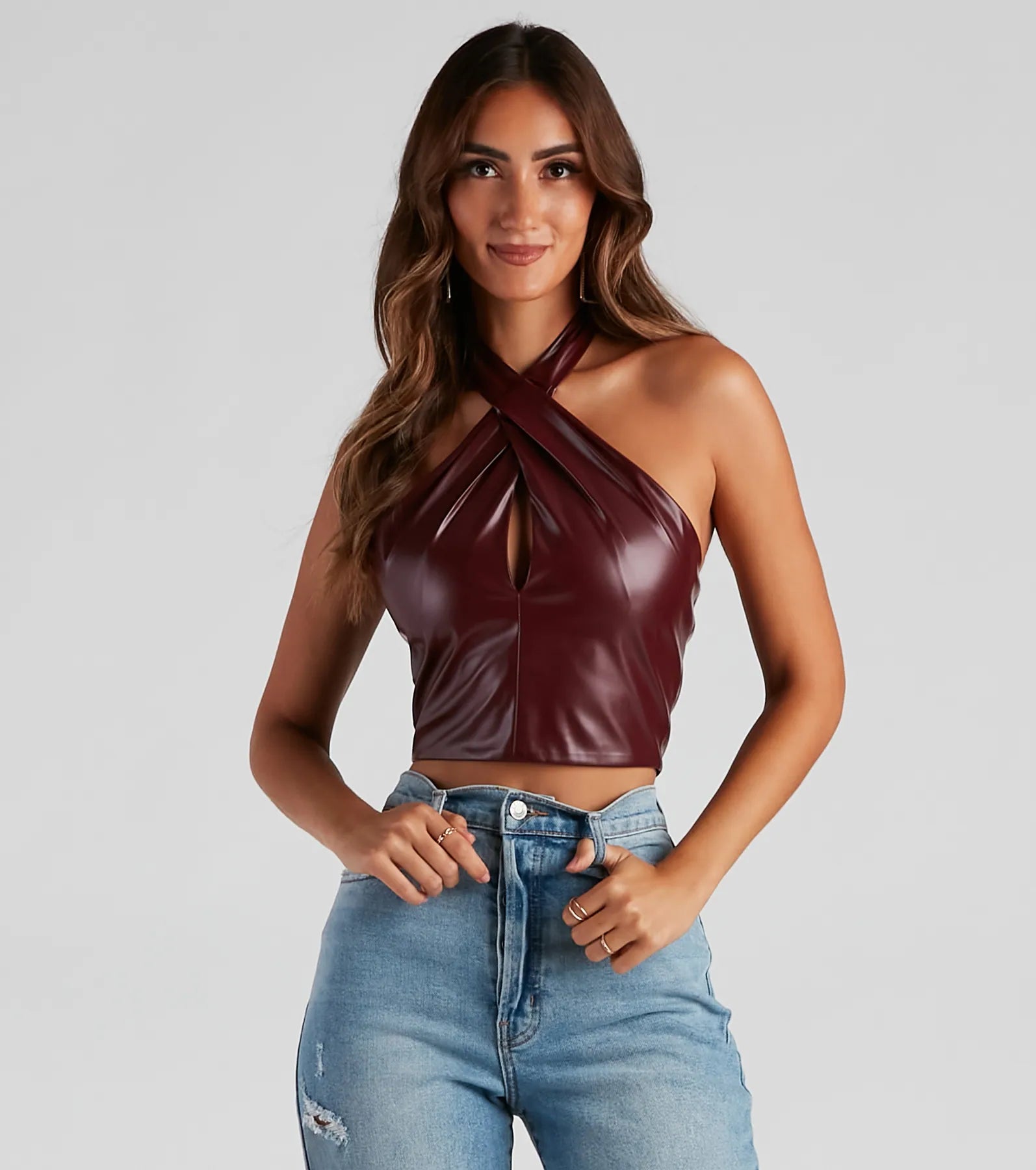 Cropped camisole for women with adjustable straps and comfortable wear-Moment To Slay Halter Crop Top