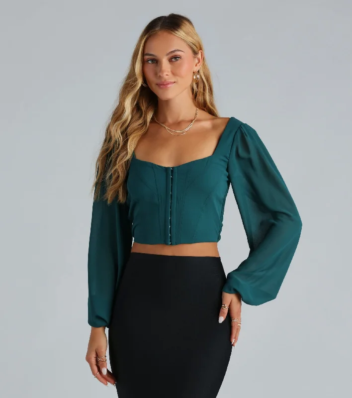 Layered ruffle crop top for women with feminine frills and chic design-More Than A Dream Chiffon Corset Crop Top