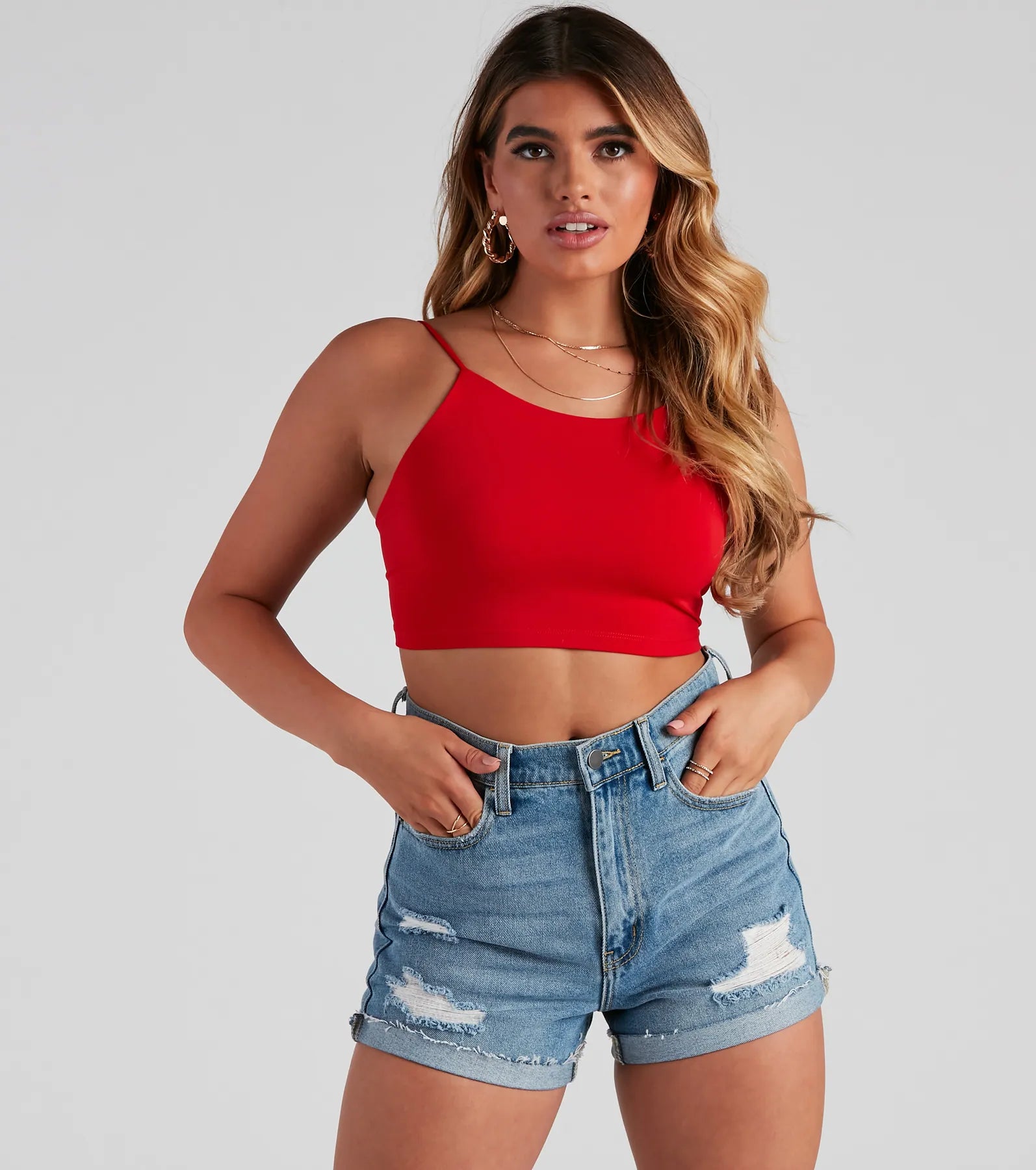 Elegant crop top for women with satin fabric and flattering fit for evenings-Walk Away Lace-Up Crop Top